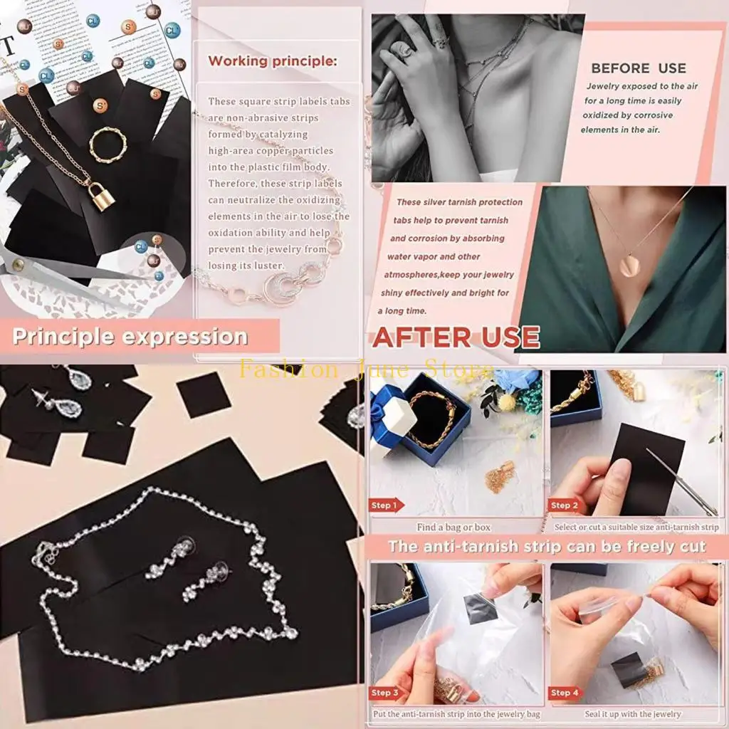 

N5KA 75Pcs Anti Tarnish Tabs Strips Perfect for Jewelry Storage 3 Different Sizes