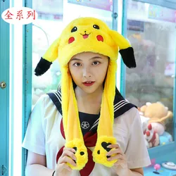 60cm Anime Pokemon Pikachu Cartoon Long Ear Cosplay Hat Cute Decorative Winter Rabbit Caps Colorful Plush Toys Birthday Gifts