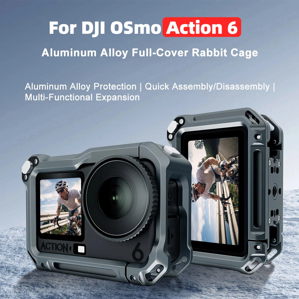 

Rabbit Cage Aluminum Alloy Protective Rig Cage Case for dji osmo action 6, Metal Frame Expansion Adapter Mount Cover