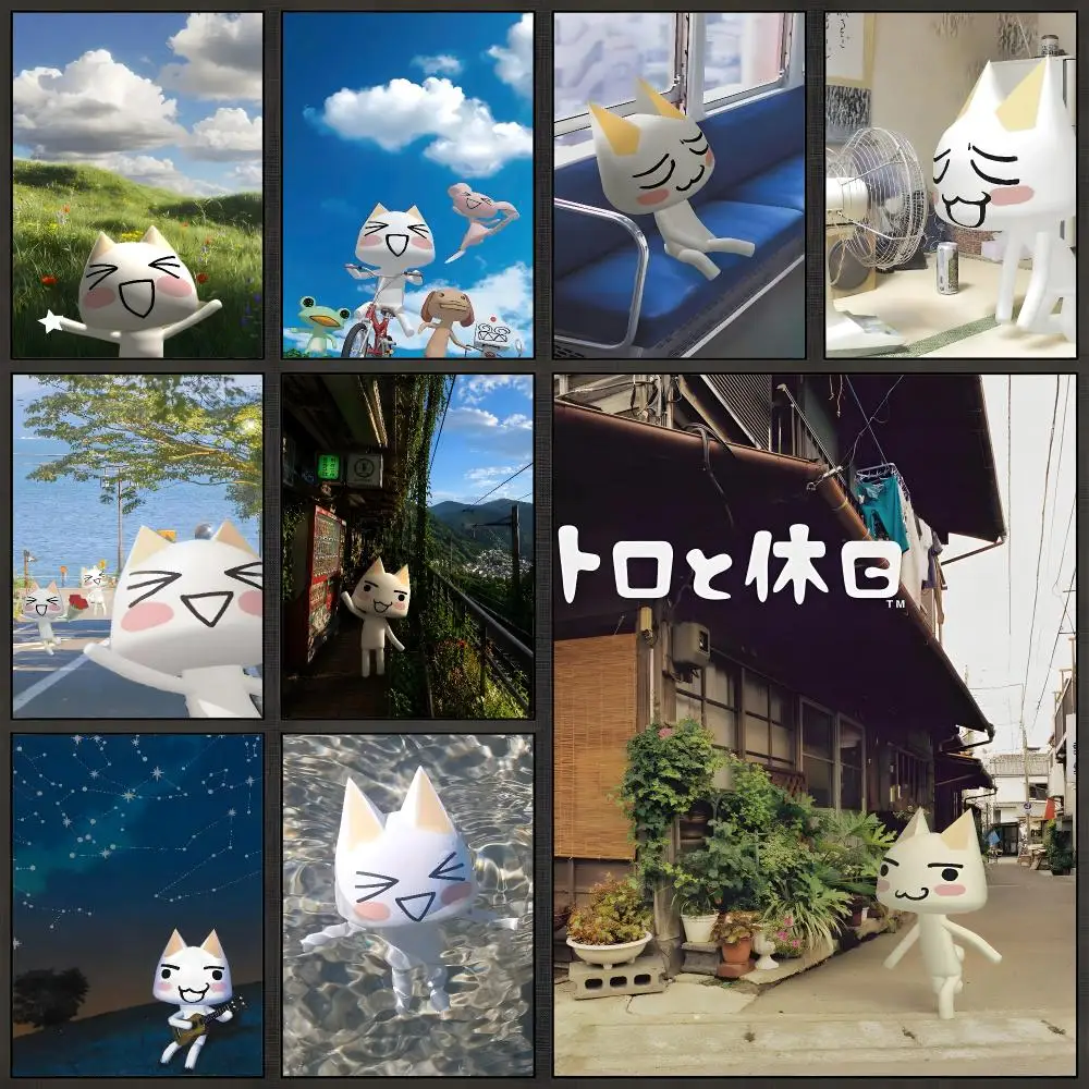Character Toro Inoue Cat Kawaii Japanese Poster Peel And Stick Wall Art PP Waterproof HD Bedroom Living Room Home Decor Gift