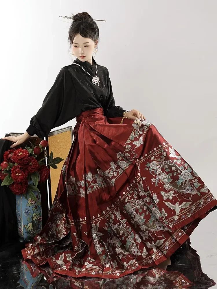 Man Original Ming Hanfu Women's National Style New Chinese Mother-of-pearl Horse Face Skirt Daily Suit 2024 New Spring