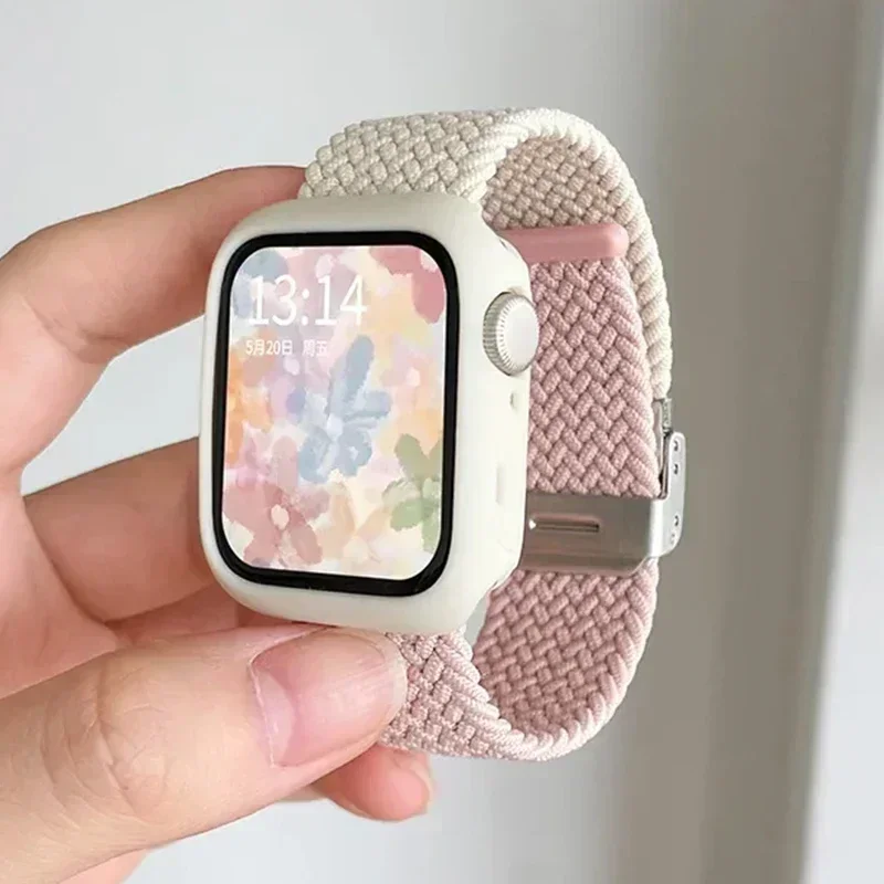 حافظة + حزام لسلسلة ساعات أبل 9 8 7 45 مللي متر 41 مللي متر باند SE 6 5 4 44 مللي متر 40 مللي متر حزام كوريا نايلون iwatch Ultra 2 49 مللي متر