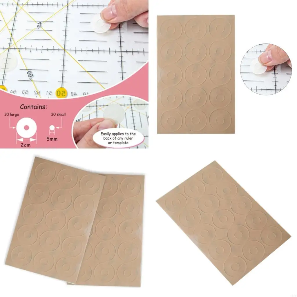 60pcs Nonslip Silicone Grips Ruler Grip Adhesive True Grip for Sewing Y08E