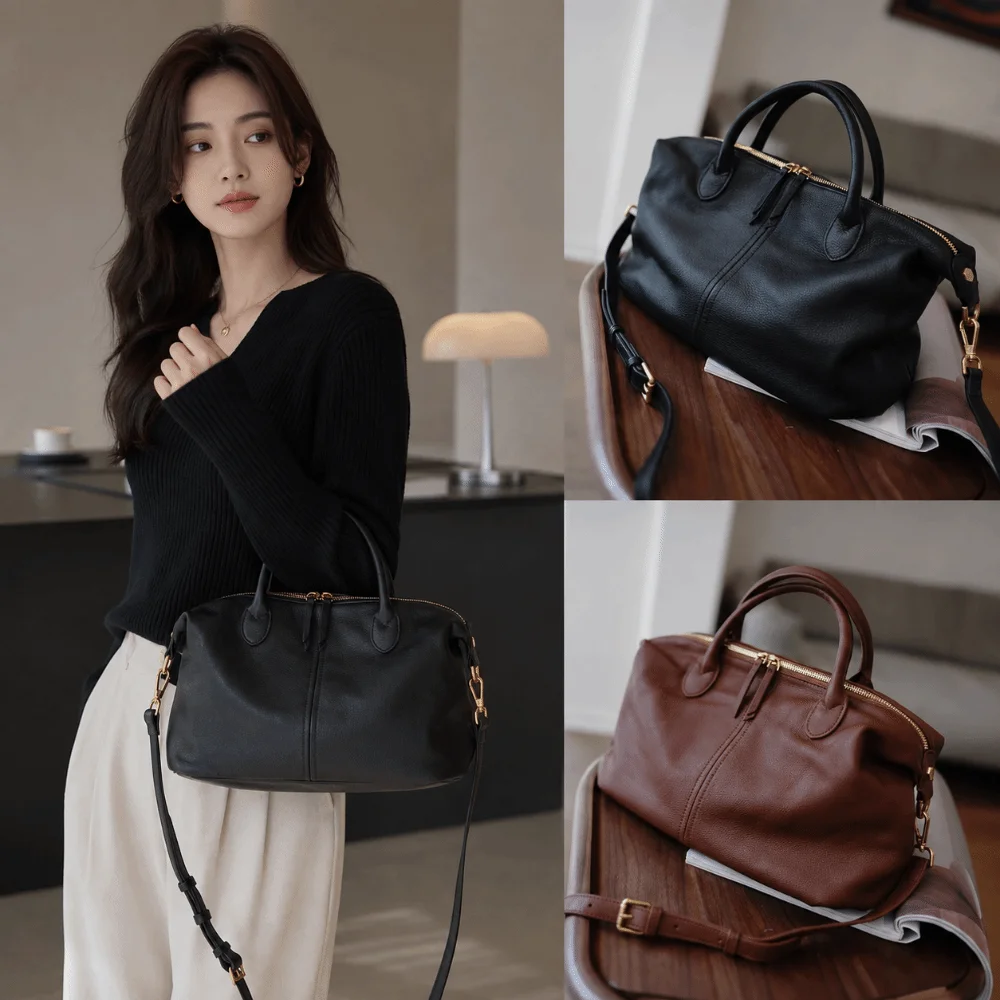Fashion Soft Leather Handbag Versatile Large Capacity Crossbody Bag Casual Shoulder Bag Women