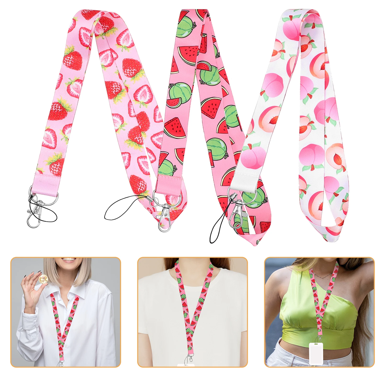 

3pcs Polyester Lanyards Lightweight Id Badge Neck Ropes Comfortable Portable Hanging Straps For Office Nurse Travel
