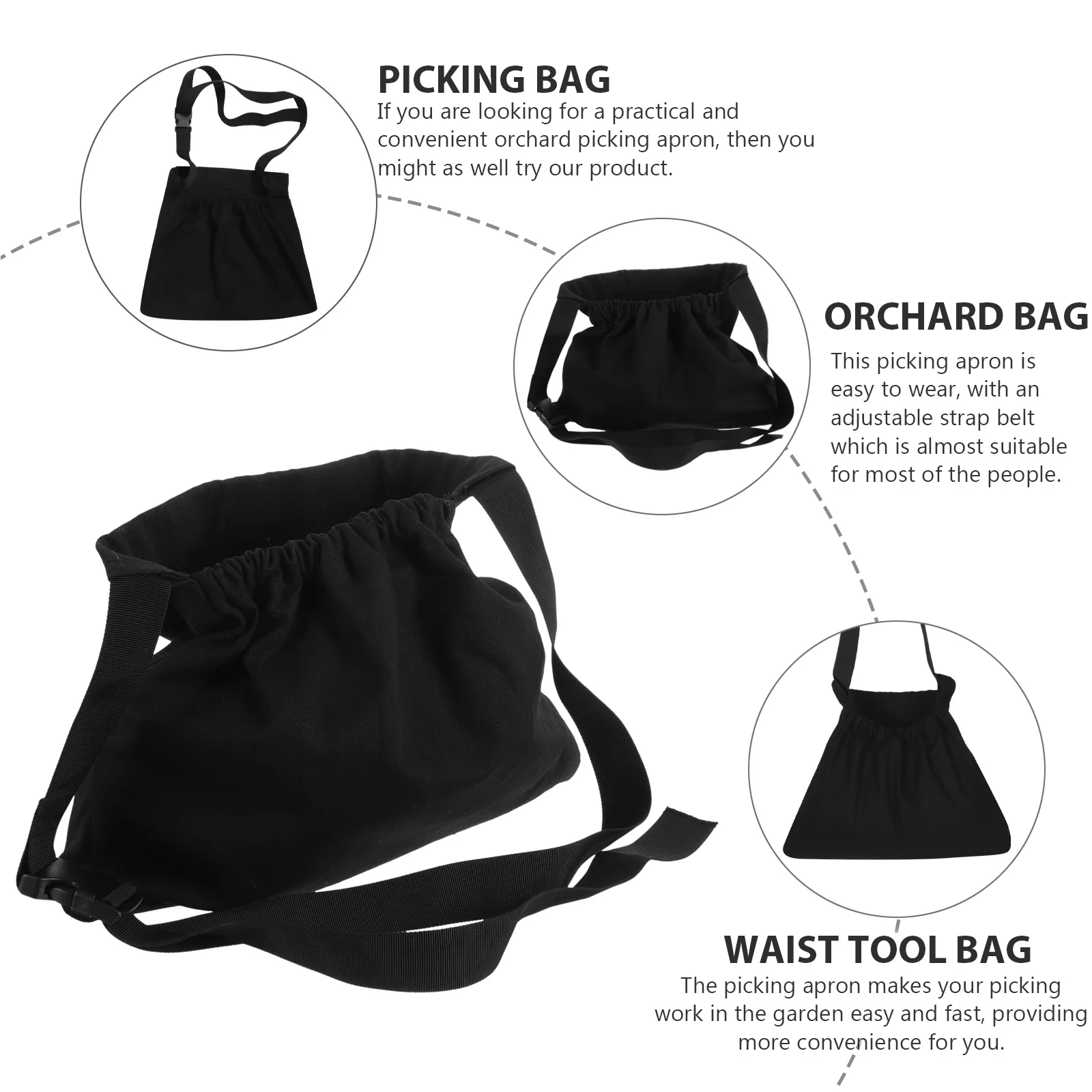 

Canvas Vegetable Picking Apron Adjustable Belt Tear Resistant Harvest Storage Pouch Bag for Orchard Garden