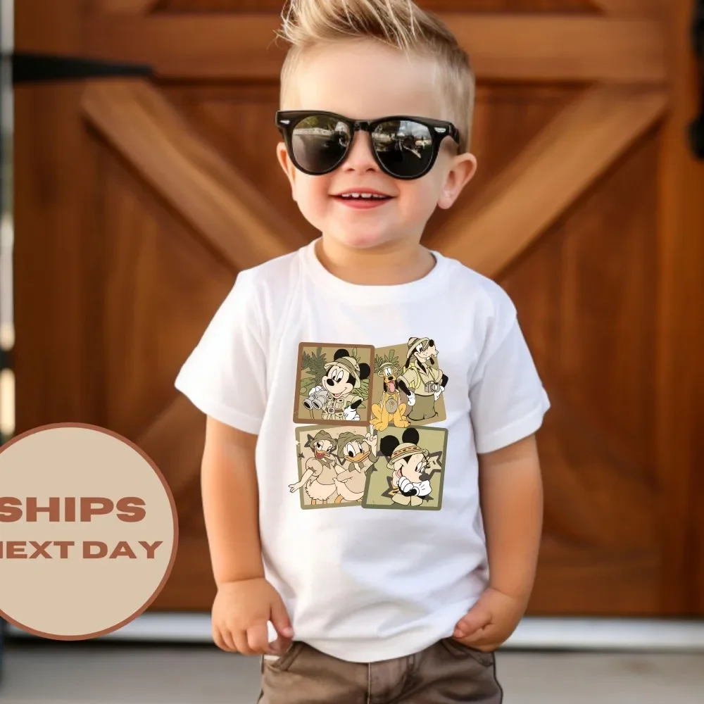 

Disney Safari Mickey and Friends T-shirt Summer Cotton Casual Printed Short Sleeve Children's Short Sleeve Top