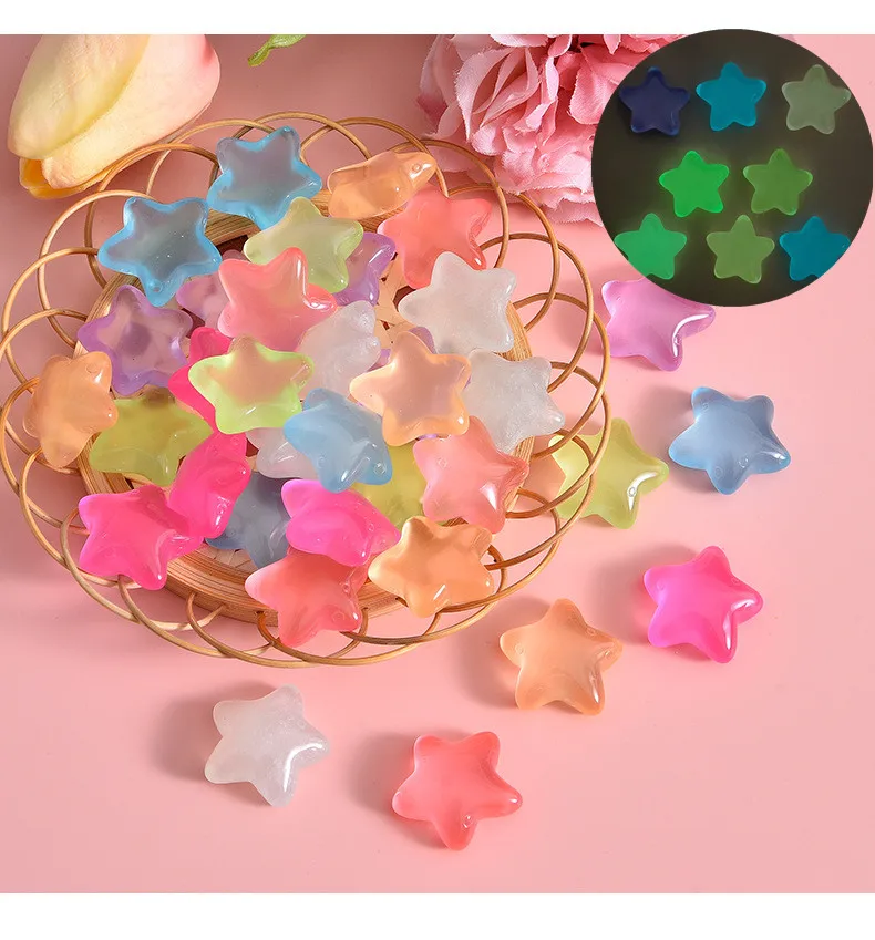 10/20Pcs Cartoon Fluorescent Starfish Resin Accessories Stars Manual DIY Material for Kids Home Potting Fairy Garden Decoration