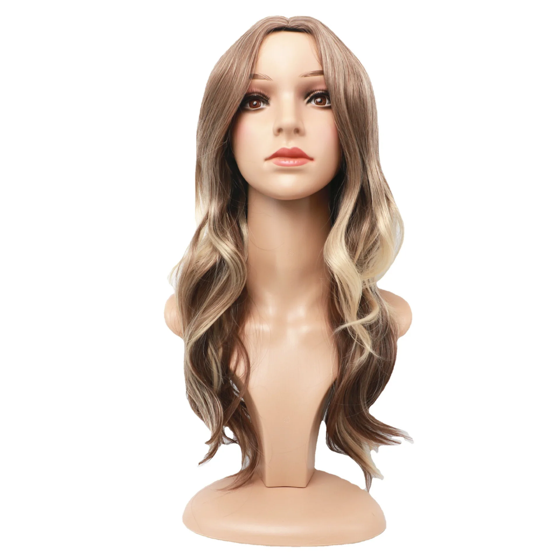 새로운 여성용 롱 컬 가발 로즈 네트 헤드 커버 헤어피스 탈모 커버용 인조 모발