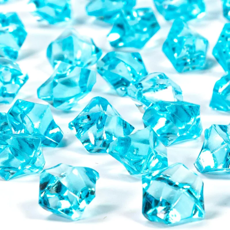 100 guijarros azules para piedras decorativas y cristales, piedras preciosas falsas de plástico, rocas de hielo acrílicas, piedra de diamante triturada, decoración del hogar