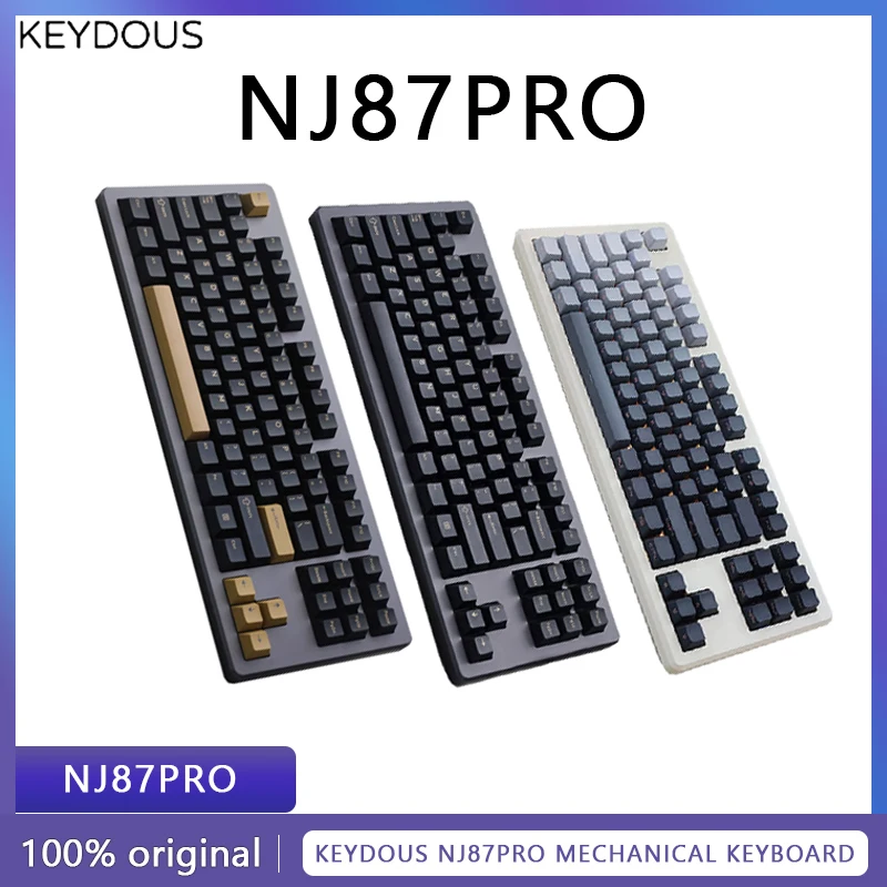 

Клавиатура Keydous NJ87pro металлическая Механическая Беспроводная с тремя режимами, клавиатура из алюминиевого сплава PBT для игр, офиса, киберспорта