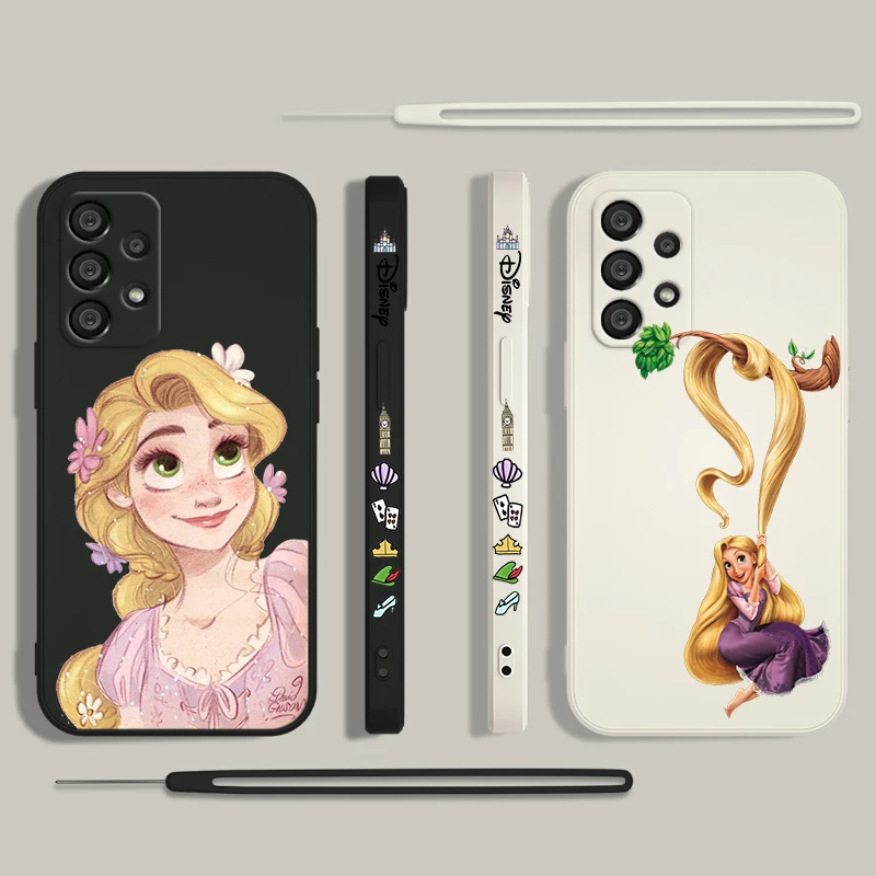 Tangled Disney Princess Phone Case For Samsung A55 A53 A33 A52 A32 A71 A51 A21S A35 A25 5G Liquid Left Rope Funda