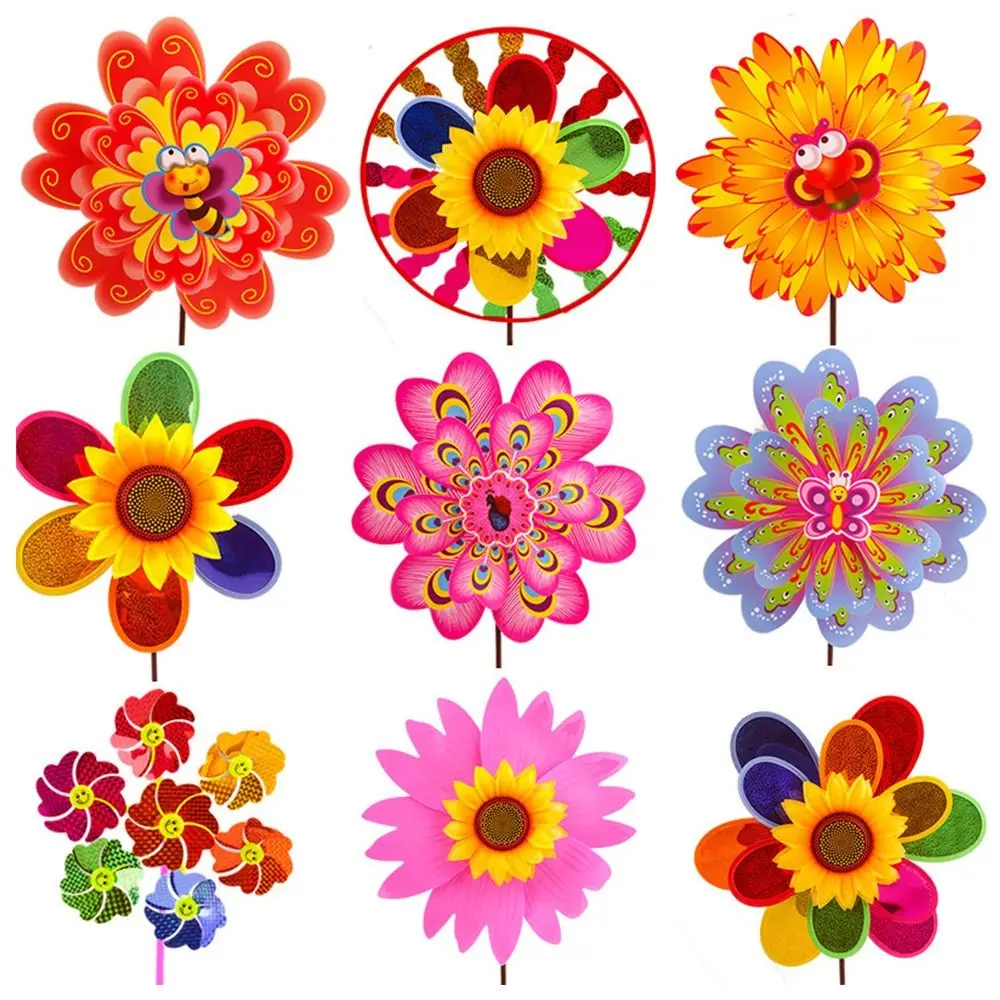 New Kids Toys Cartoon Children Toys Plastic Wind Spinners Colorful Animal Windmills Layout Pinwheels Toys DIY Wind Spinners