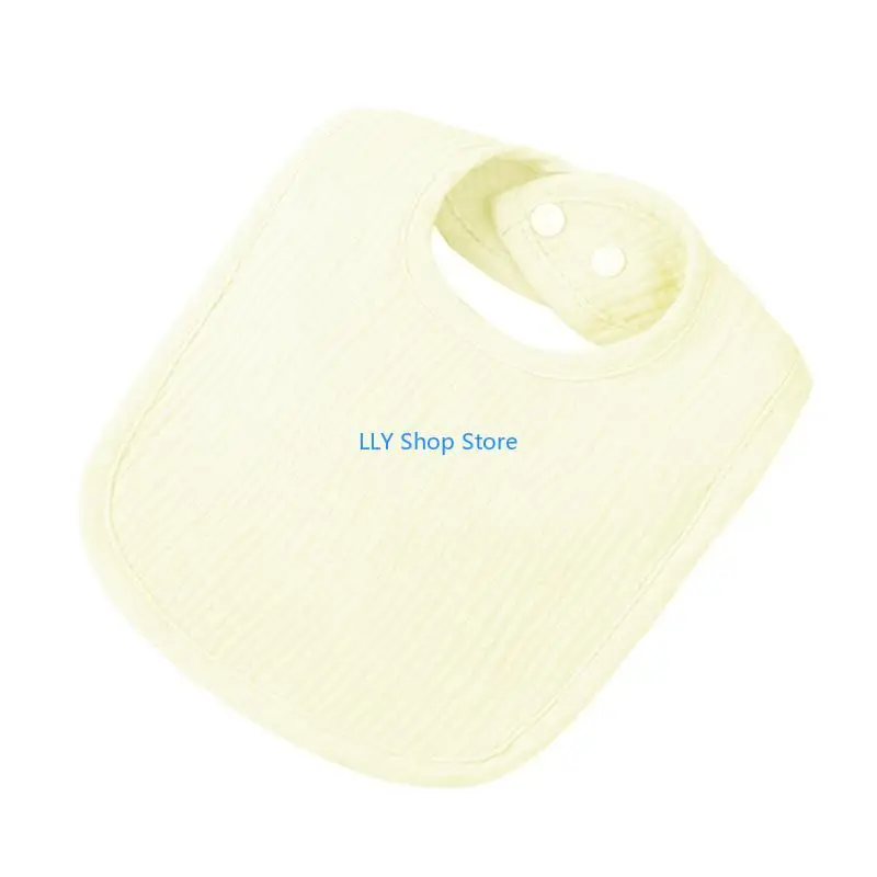 

T8UD Breathable Baby Bib Newborn Drooling Bib 4-layer Cotton Burp Cloth with Button Infant Teething Bib Feeding Towel