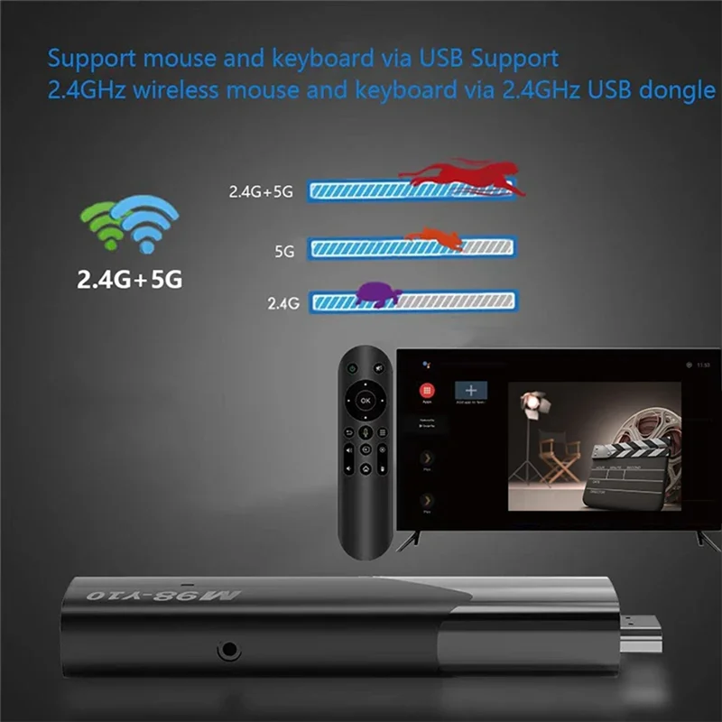 Superior-M98 Y10 Smart TV Stick Android 13 BT 5.0 ATV Allwinner H618 2.4G 5G Dual Wifi HDR10 6K Media Player TV Box Black