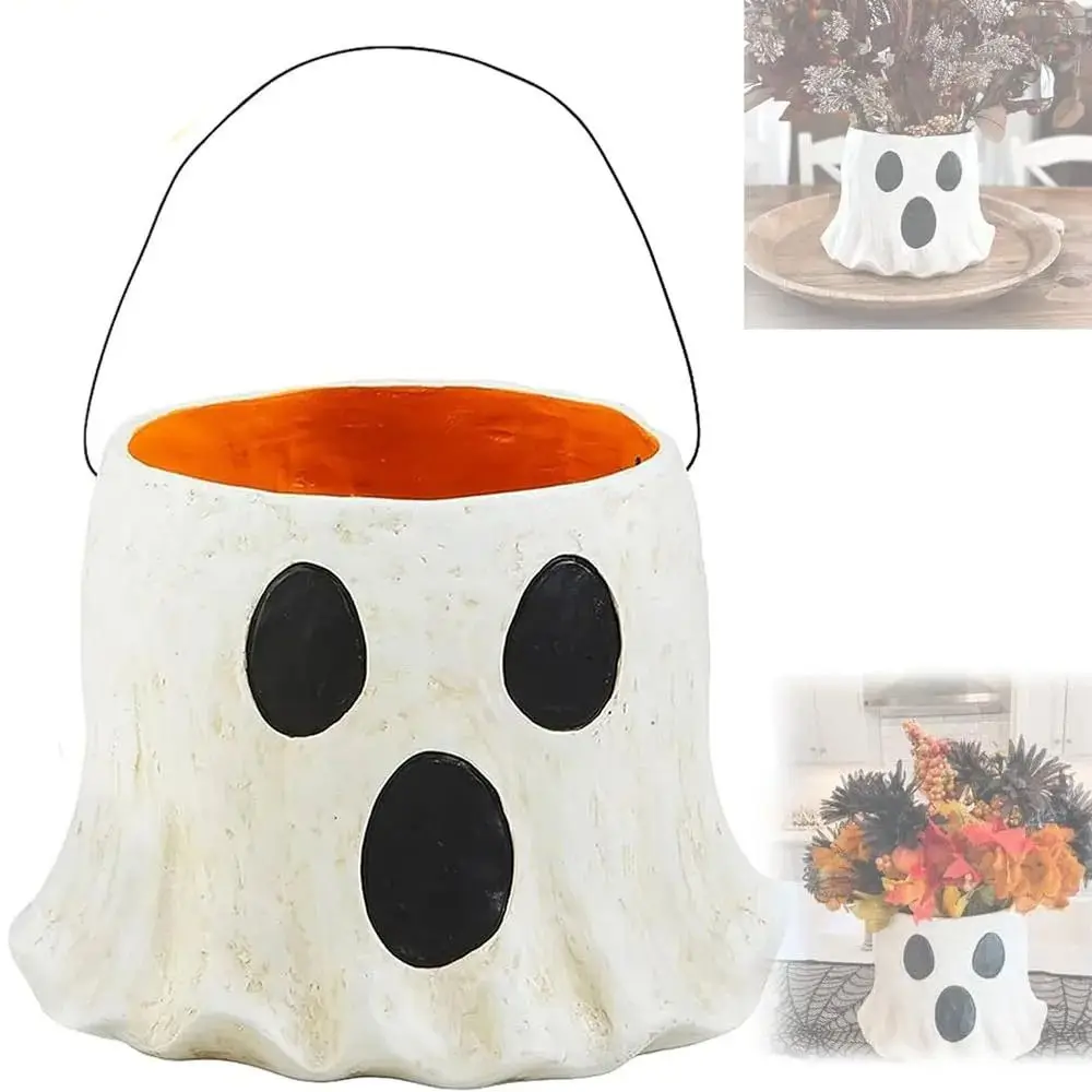 Home Ornaments Resin Ghost Planter Candy Bowl Funny Cute Ghost Bucket Candy Buckets Holder