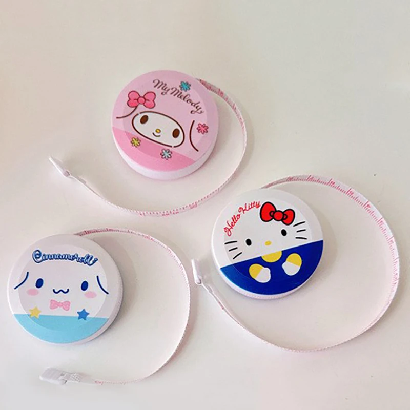 Girly Heart Hello Kitty Anime Kawaii Sanrio Measuring Clothes Tape Cute Kuromi My Melody Circumference Ruler Gifts for Girls