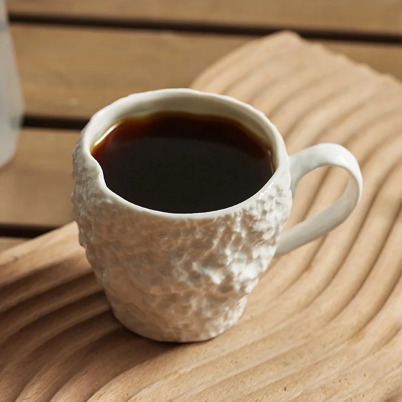 Taza de leche con diseño de roca, taza de desayuno, taza de café expreso con oreja colgante de cerámica, taza de té de la tarde en inglés creativa, taza de agua