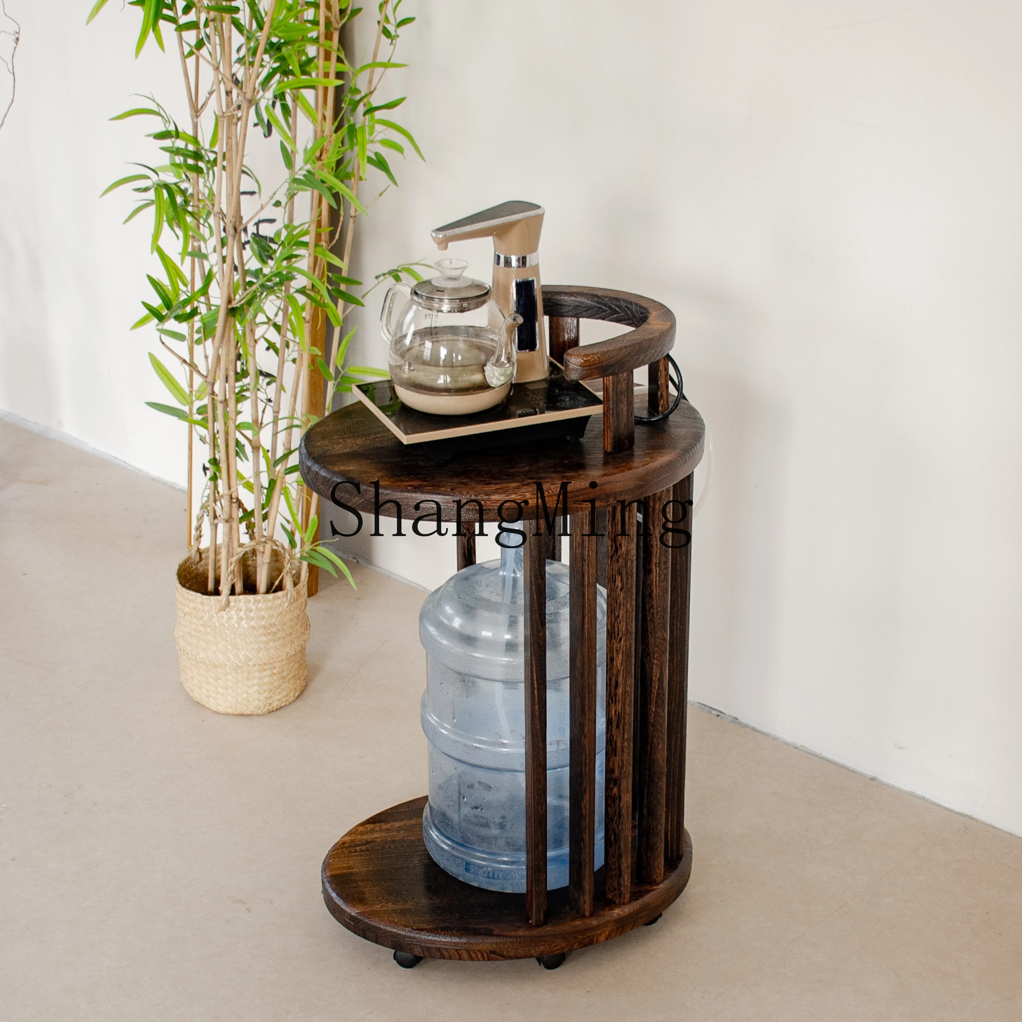 

CL solid wood movable water boiling table portable living room cabinet corner