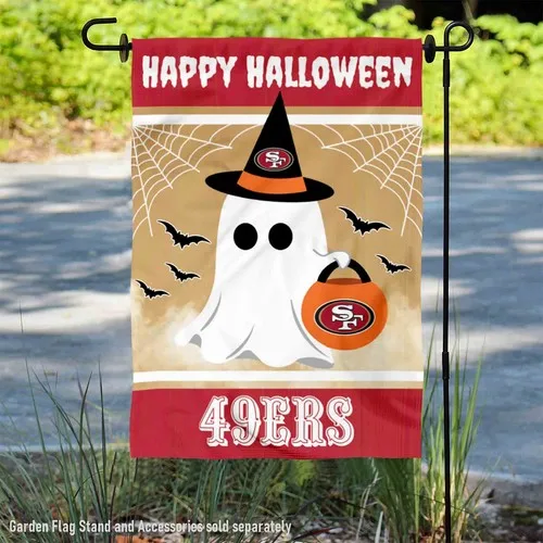 San Francisco 49ers Happy Halloween Official Garden Yard Banner Flag ffm