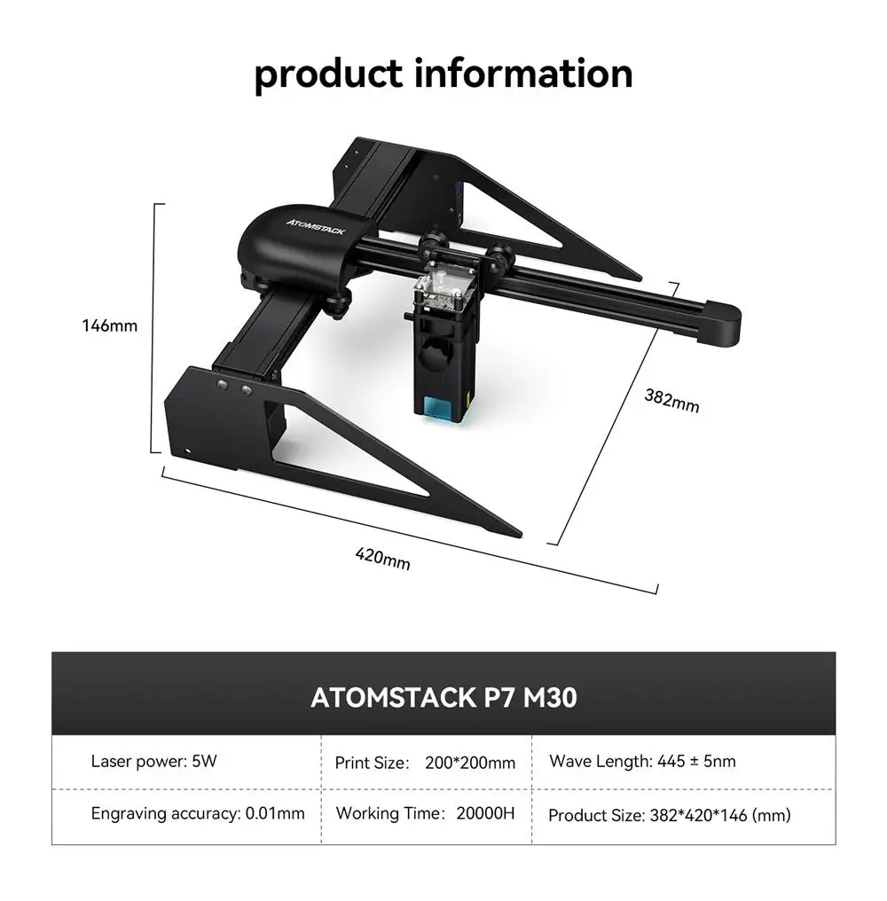 ATOMSTACK P7 M30 Portable Laser Engraving Machine Cutter Wood Cutting Single Arm Laser Engraver Eye Protection Glass Engraving