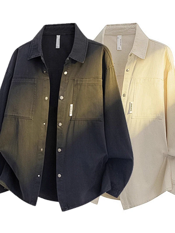 

Дышащая мужская куртка из чистого хлопка в американском стиле, большой размер, осенняя повседневная свободная куртка с универсальным воротником, новая куртка на пуговицах...