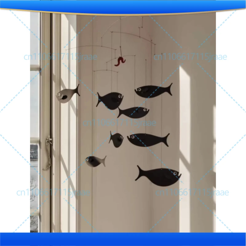 Nordic Origami Fish Eating Insects Dynamic Balance Air Hanging Decoration,Children's Room Decoration Visual Chasing Bed Bell