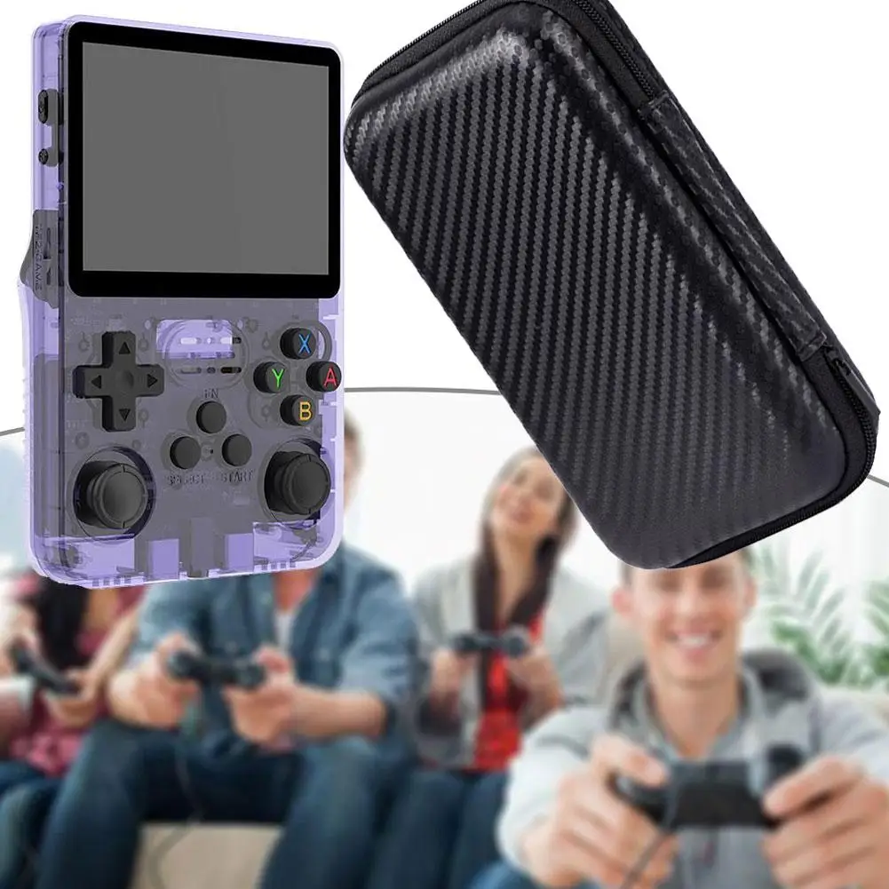 Eva Carbon Fiber Texture Portable Game Console Bag For R35s/r36s Handheld Game Player Protective Travel Bag Q0f4