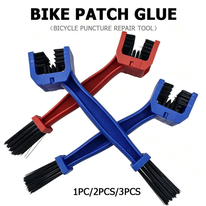 Dual Head Bicycle Chain Cleaning Brush Random Color Bike Maintenance Tire Patch Tool for Cycling Gear