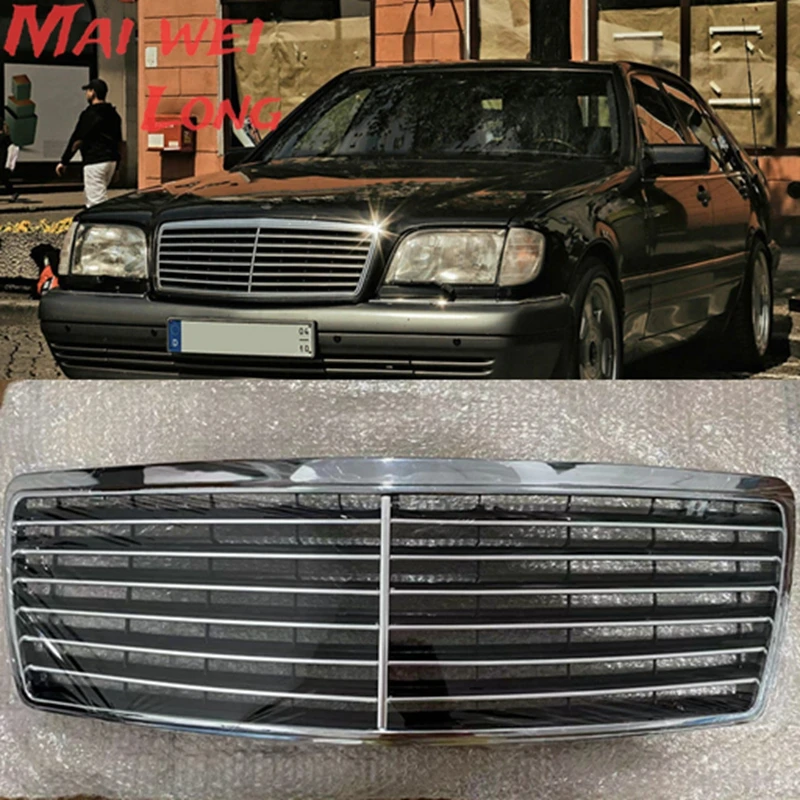 Car Front Bumper Grill Grille Chrome Silver For Mercedes Benz W140 S Class 1994-1999 Car Styling Accessories Body Kit