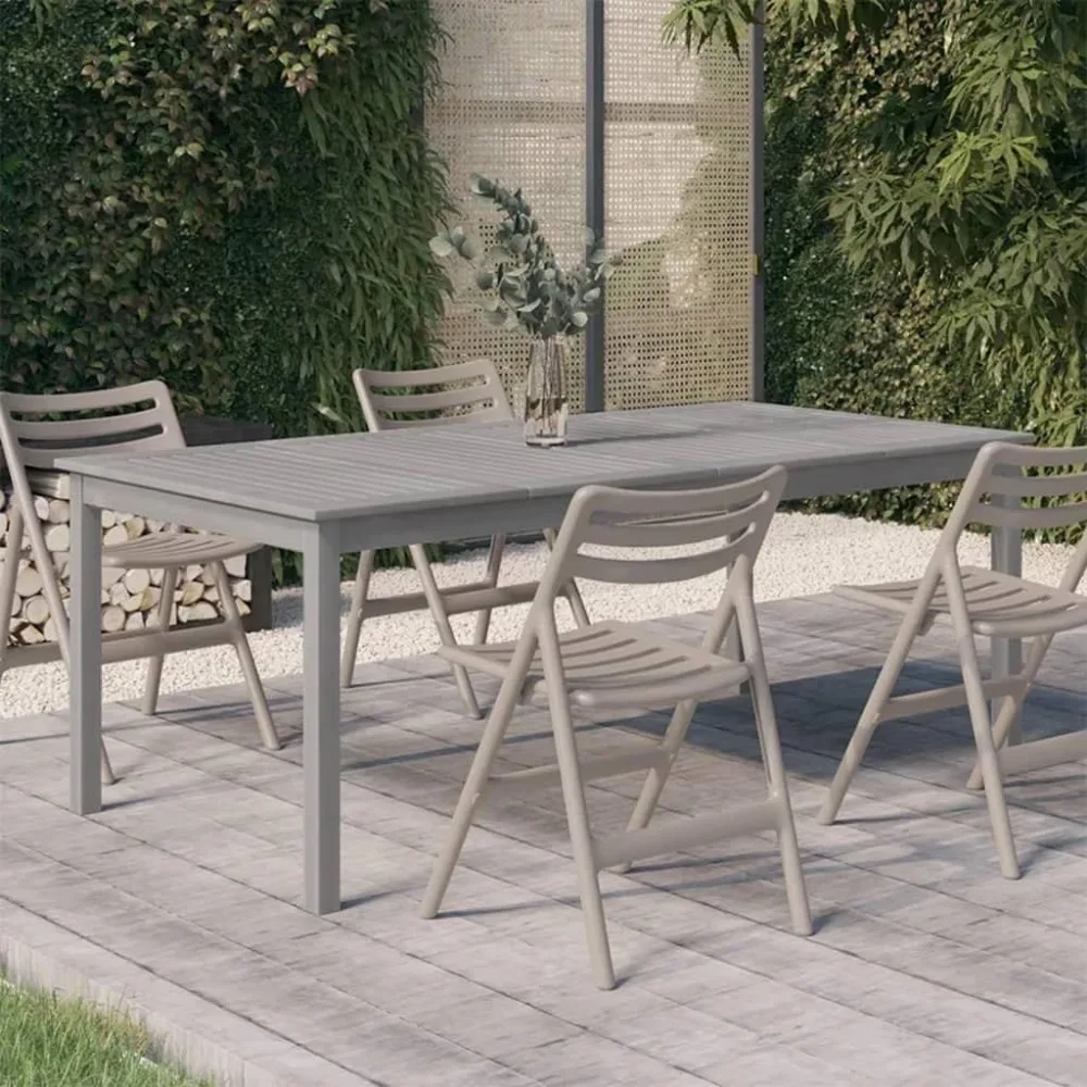 

Rustic Solid Wood Patio Table for Outdoor Dining, 78.7" x 39.4" x 29.5", Gray Acacia Finish