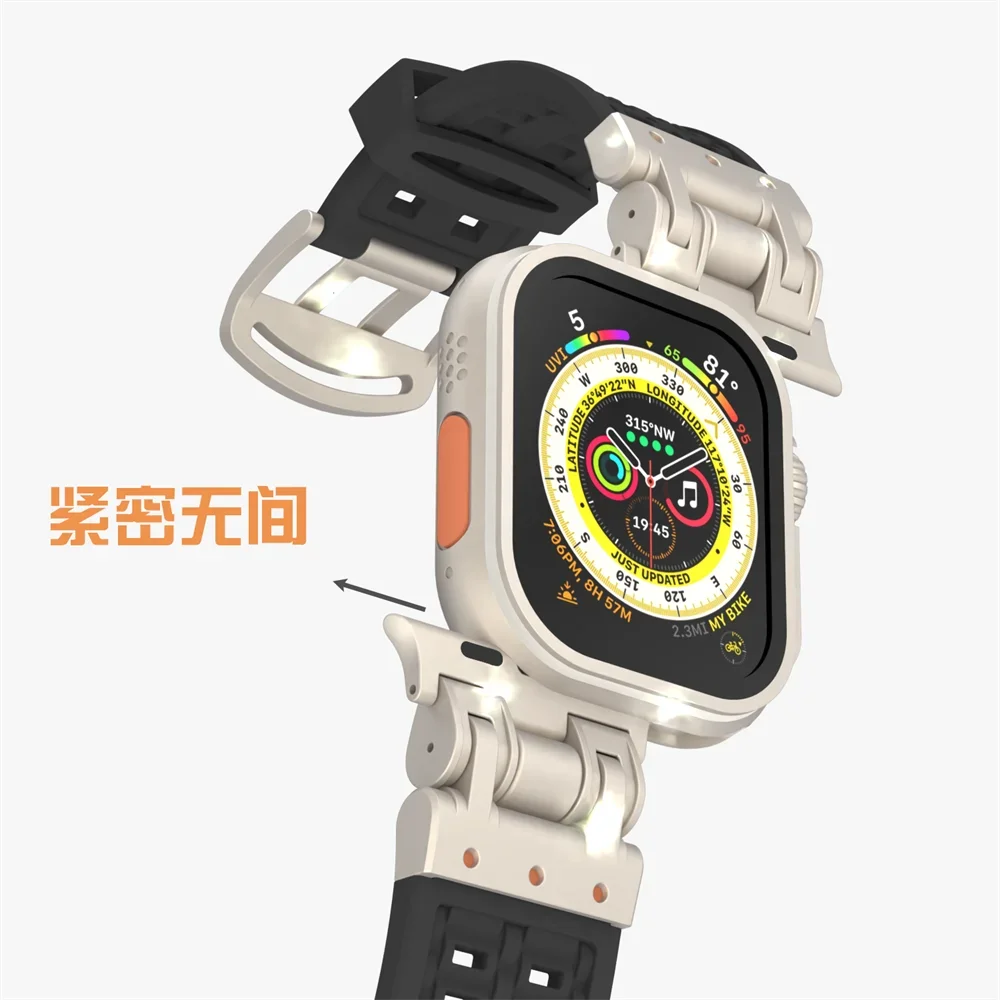 

Ремешок силиконовый для Apple Watch Band 9 8 7 6 SE 5 4 3 2 1 42 44 45 49 мм, спортивная резиновая петля для Iwatch, ультрадышащий браслет