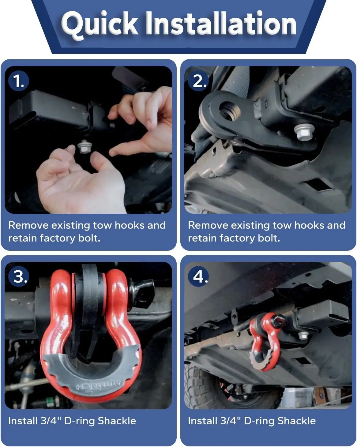 الجبهة شيطان سحب هوك قوس D-حلقة تكبل ل 2009-2020 21 22 23 تويوتا تاكوما #6