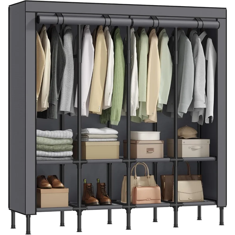 SONGMICS Wardrobe Closet, Heavy Duty Portable Closet, Freestanding Clothing Rack, 25 mm Dia. Thick Steel Tubes, Clothes