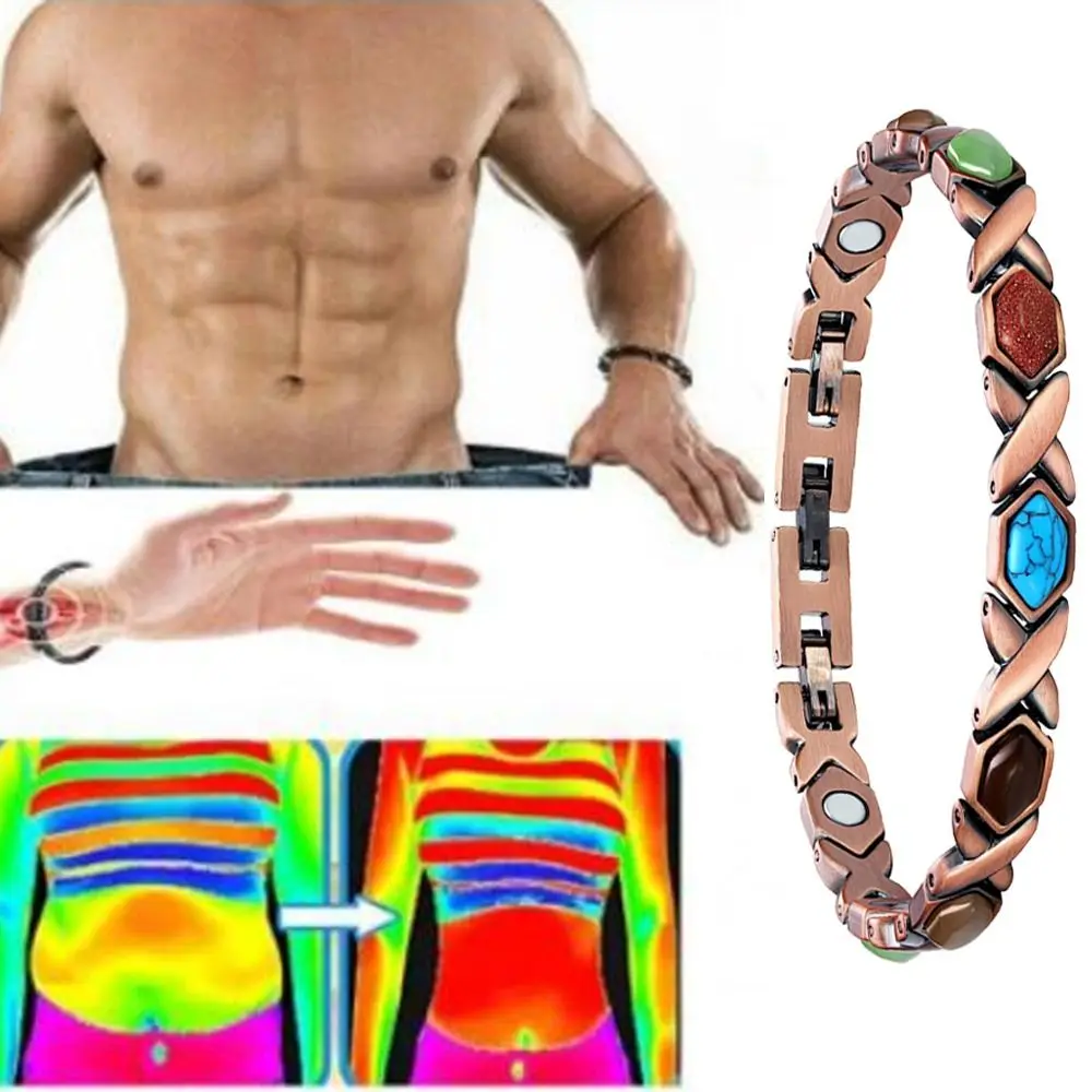 Turquoise Copper Magnetic Therapy Bracelets Red Bronze Color Healing Jewelry 3500 Gauss Effective Magnet-Bangle