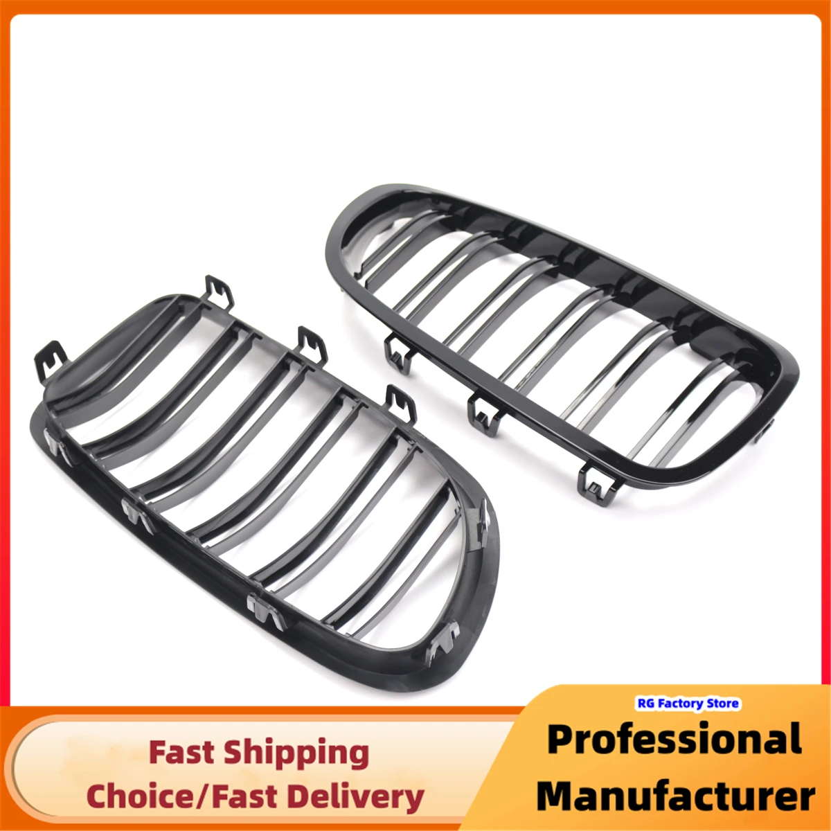 Auto Rene Anteriore Sport Griglia Per BMW Serie 5 F10 F11 F18 520d 530d 540i 2010-2017 1 Coppia Nero Lucido Doppia Alghe Racing Grill