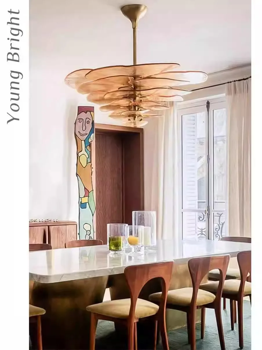 

Italian living room chandelier, vintage study bedroom lamp, dining room light, creative American glass lamp, postmodern