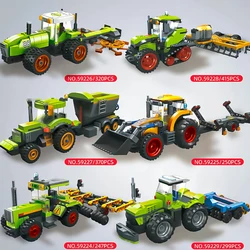 tiller children combined forage harvester model puzzle assembly building blocks boy farmer tractor toy engineering car