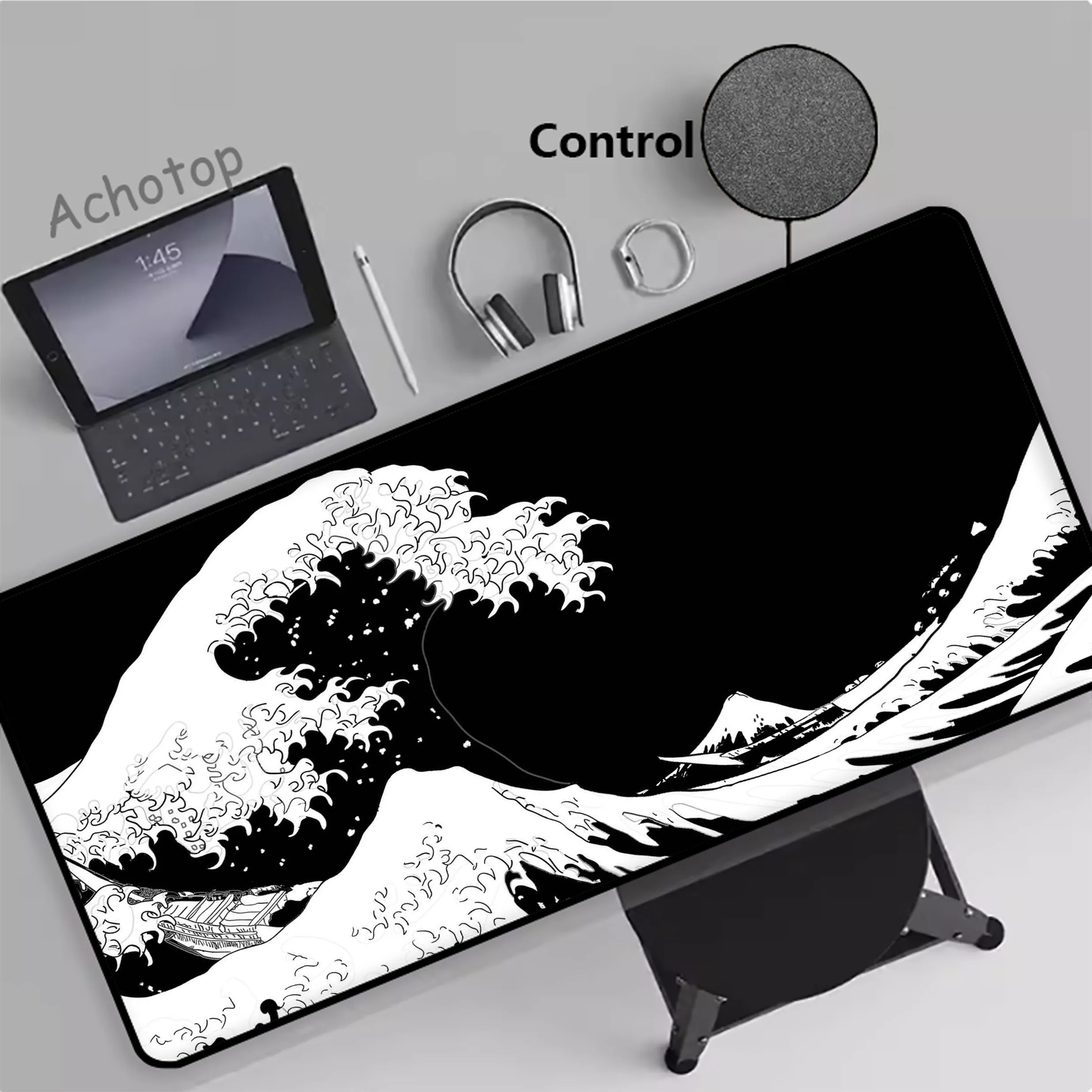 Japanese Sea Wave Control Mouse Pad Gaming Setup Accessories Mousepad XXL 900x400 Desk Mat Locking Edge Mouse Pads Keyboard Mat