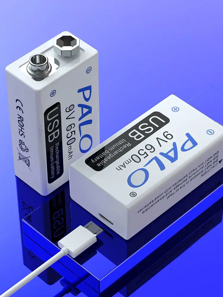 Akumulator 9V 6F22 650mAh Micro USB 9 V litowo-jonowy akumulator 9v do multimetru KTV mikrofon wykrywacz metali — zdjęcie 2