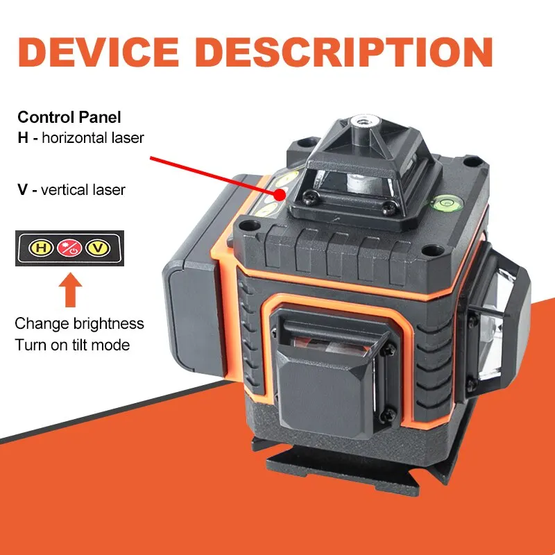 Pracmanu 16 Lines 4D Lr Level Auto Self-Leveling Horizontal And Vertical Cross Line Lr Level Super Powerful Green Beam