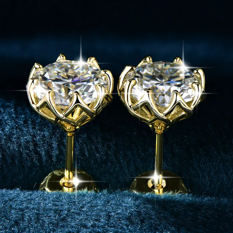 Rrjzz D-Farbe VVS1 Moissanit Zertifizierte Ohrstecker für Damen und Herren 0,1-2CT Rundschliff 3-8mm Einzelstein Laborgezüchtete Diamant-Ohrringe – Detail 15
