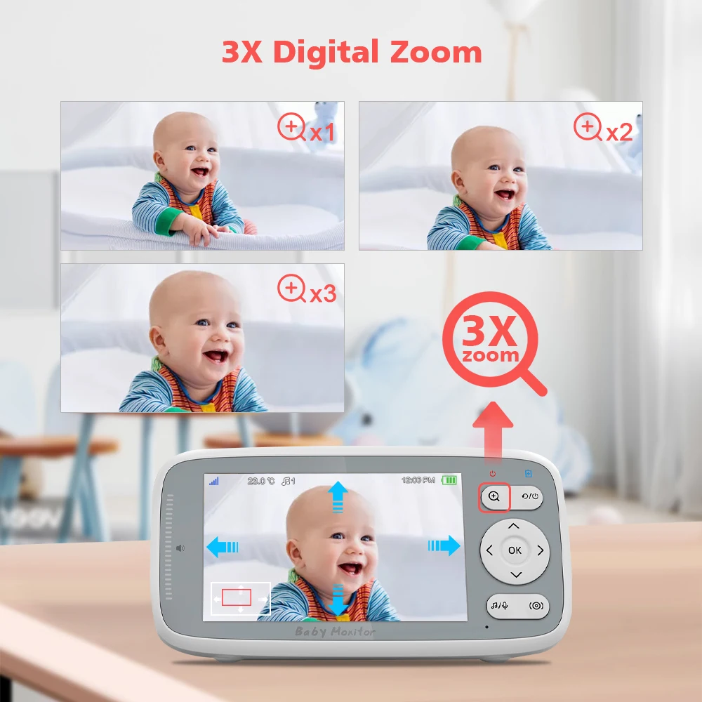 4 Inch 720P Wireless Long Distance Digital Baby Monitor Temperature Monitoring Lullaby Babysitter Nanny Cam Intercom Baby Camera