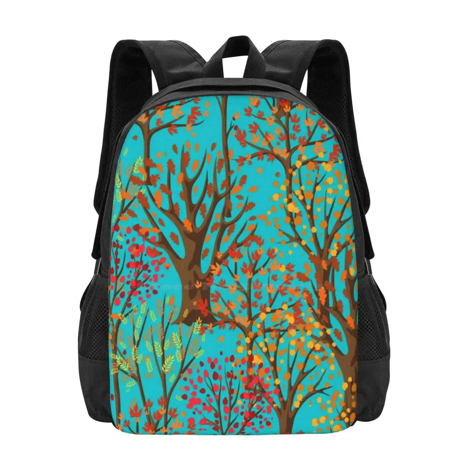 Fall Autumn Pattern- Forest Trees Red Orange Yellow Leaves, Fall Leaves Print Hot Sale Schoolbag Backpack Fashion Bags