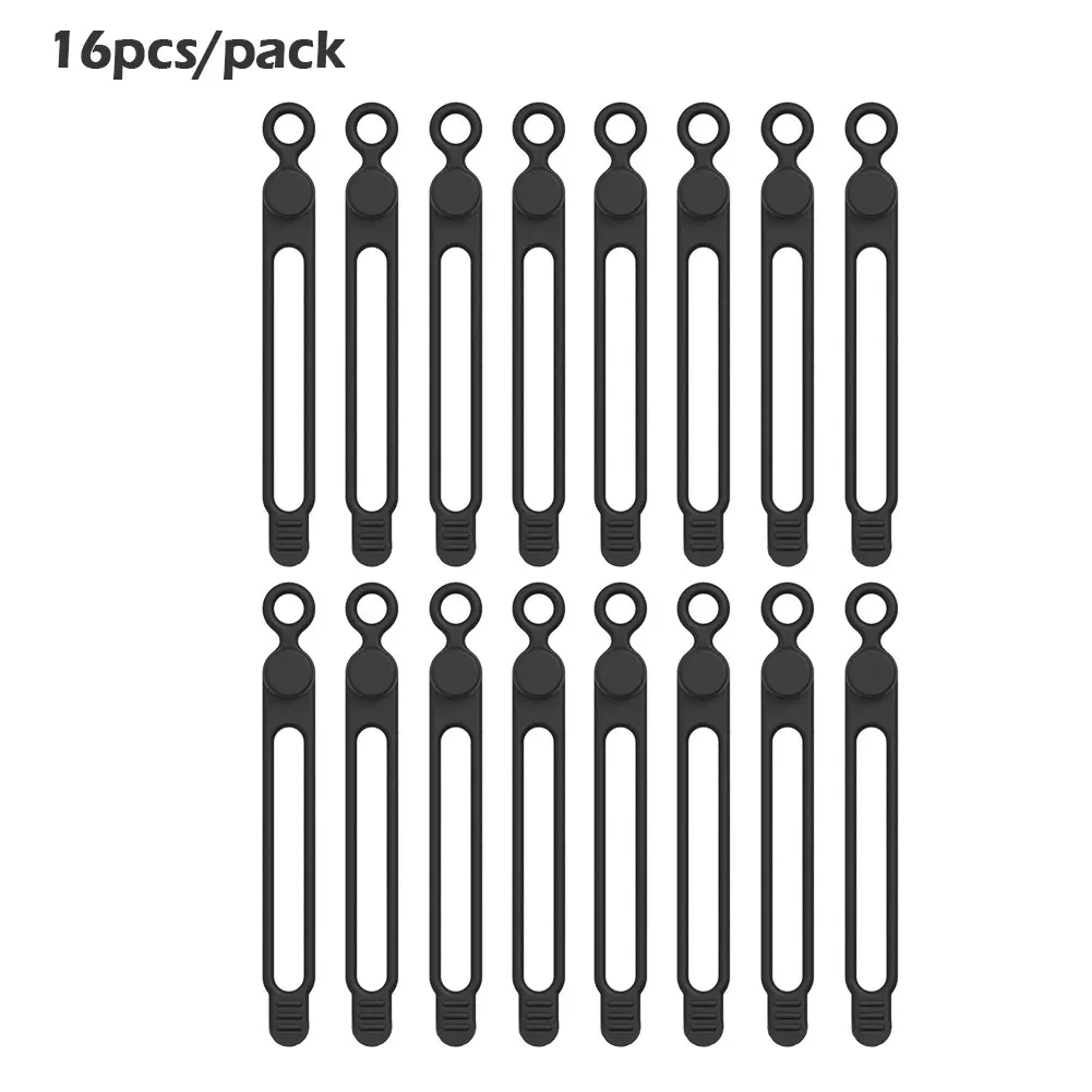 16pcs Fastening Wire Organizer Home Office Reusable For Earphone Computer Straps Cord Bundling Cable Ties Soft Silicone School