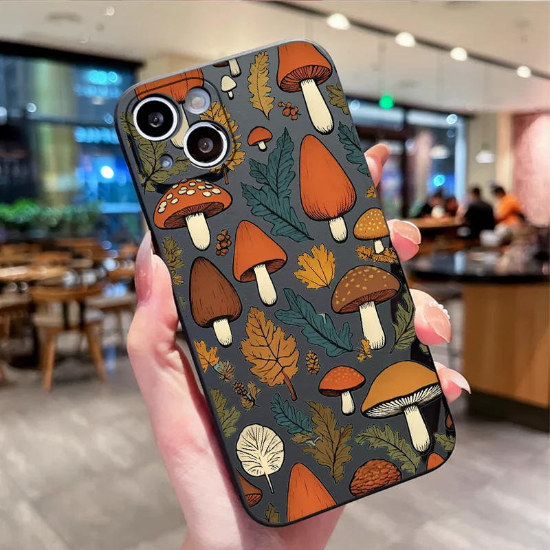 Retro Maple Leaf Flower Mushrooms Phone Case for Motorola Moto Edge 50 Fusion 60 40 30 Neo X40 G34 E14 G75 G85 G54 5G Soft Cover view 6