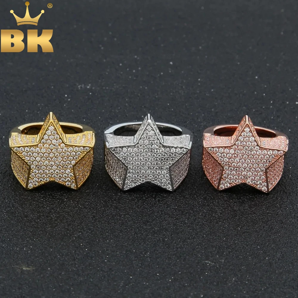 

TBTK Star Model Ring Micro-inlaid Clear Beautiful Cubic Zirconia Luxury Ring Jewelry Wedding Bands Hiphop Punk Style Jewelry