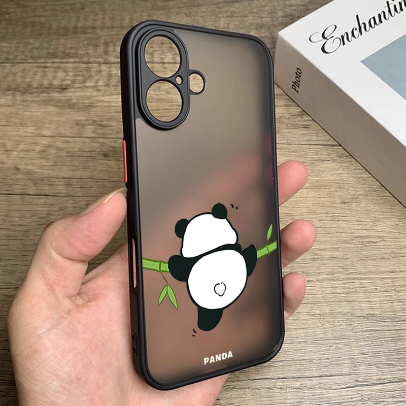 Climbing Panda Pattern Phone Case For iPhone 17 16 15 14 13 12 Pro Max 17 Pro 16e Air 11 Matte Shockproof Soft Edge Hard Cover