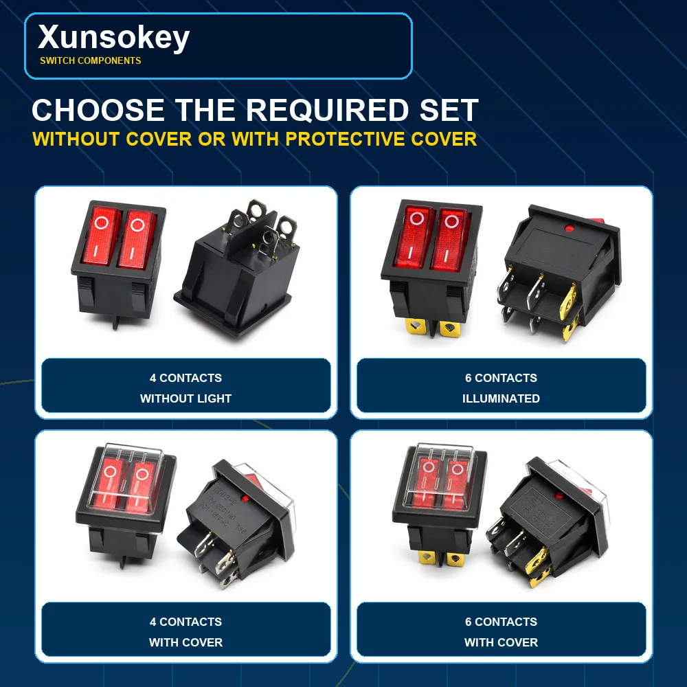 1PCS KCD8 6PIN 16A 250V 20A 125V Double Light Switch Rocker Switch Waterproof ON-OFF KCD6 Boat Power Switch