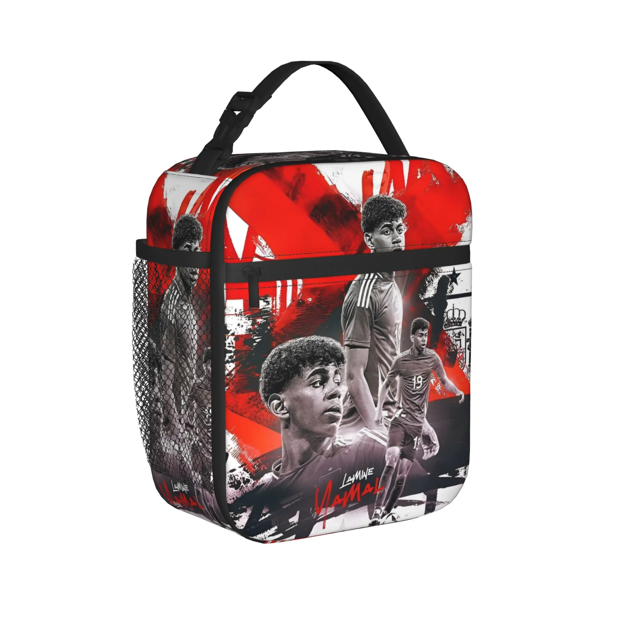 Lamine Y-Yamal Soccer Number 19 Insulated Lunch Bag Cooler Bag Lunch Container Football Tote Lunch Box Bento Pouch Beach Outdoor